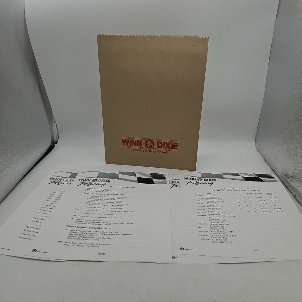 Vintage Nascar Press Kit Winn Dixie‎ Racing Team Mark Martin Media Guide 1994